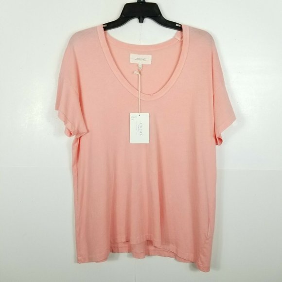 THE GREAT. Tops - The Great Distressed U Neck Tee